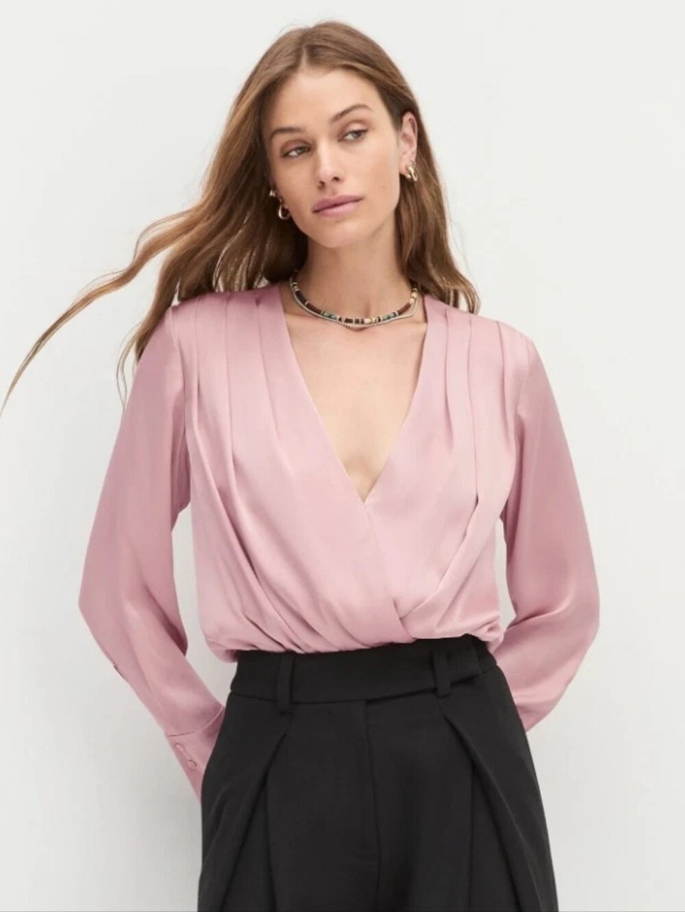 Favorite Daughter THE DATE BLOUSE Bodysuit In whimsical rose Large